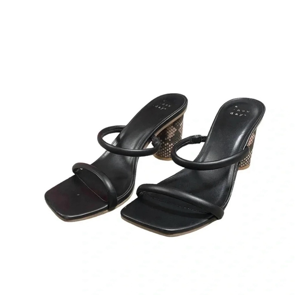 a new day Black and Tan Snake Print Heels - Picture 2 of 5